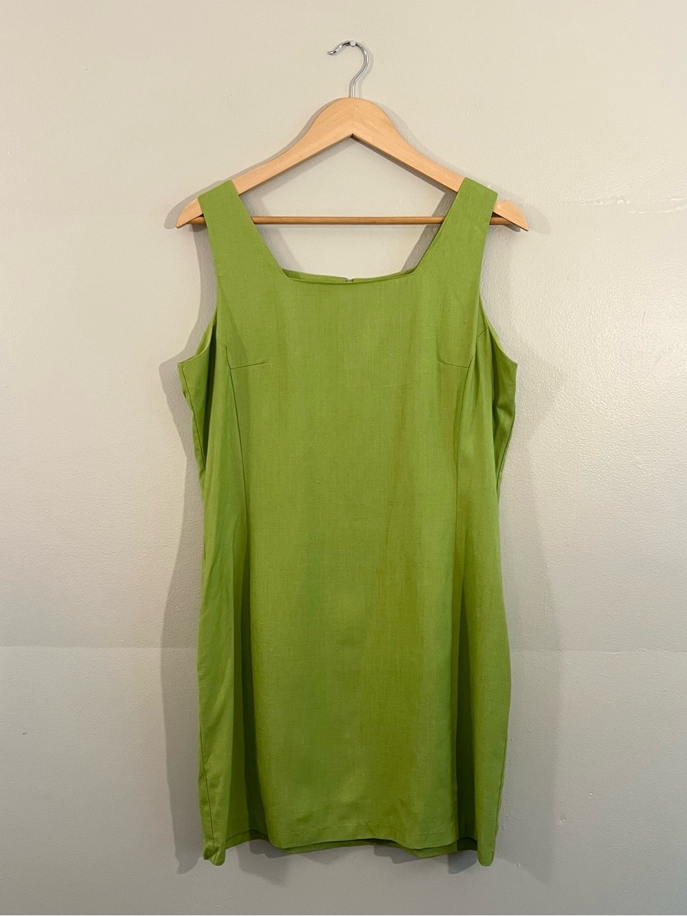 90’s Mixed Blues green linen sleeveless shift dress mod 60’s summer vacation